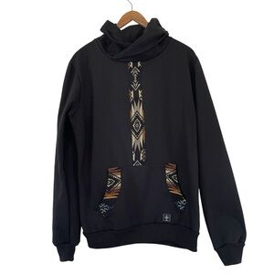 NTVES sweatshirt with half-hood collar. Black with Kichea Nation design …